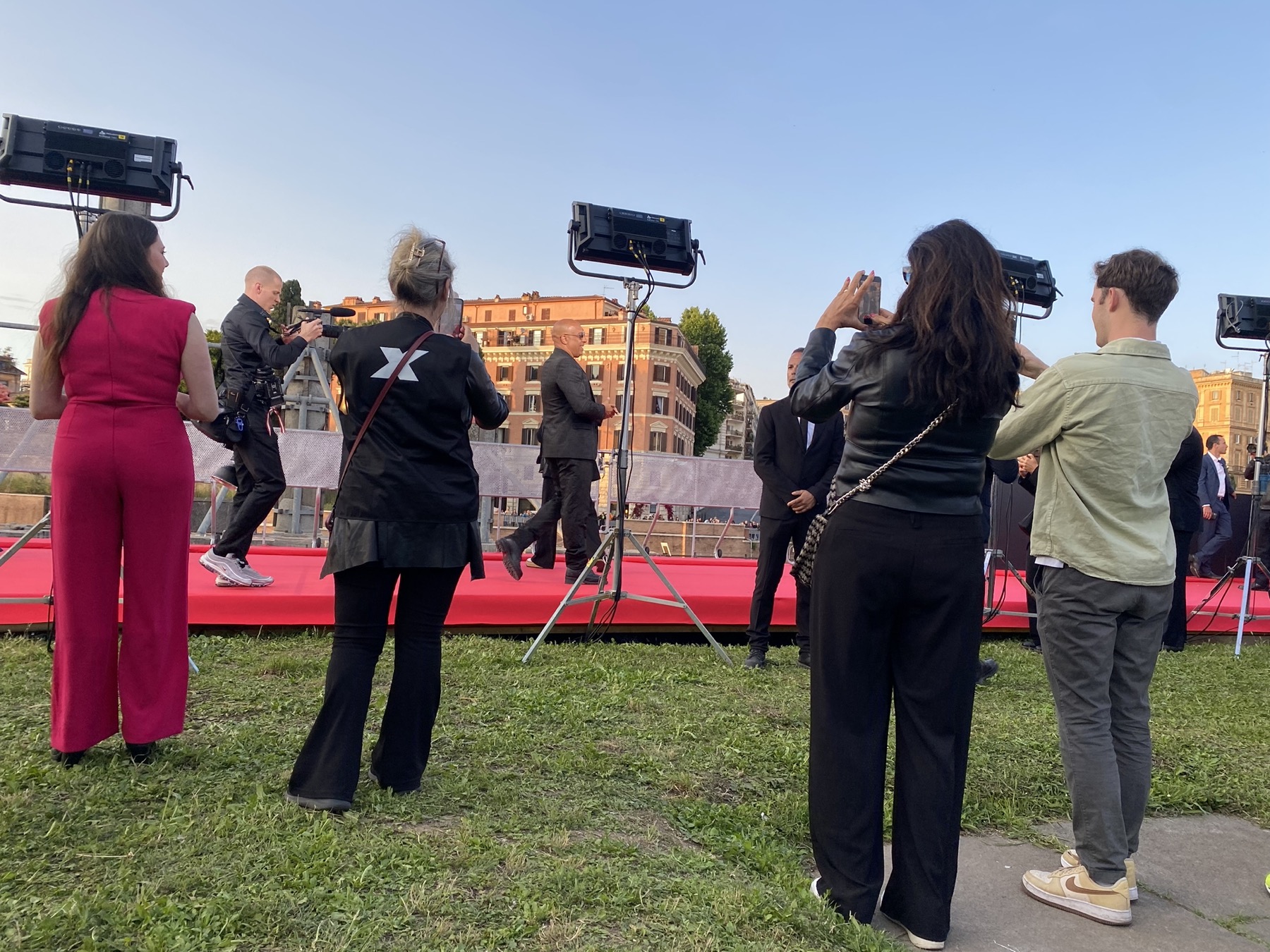 Shadow operators during film production security detail — Rome